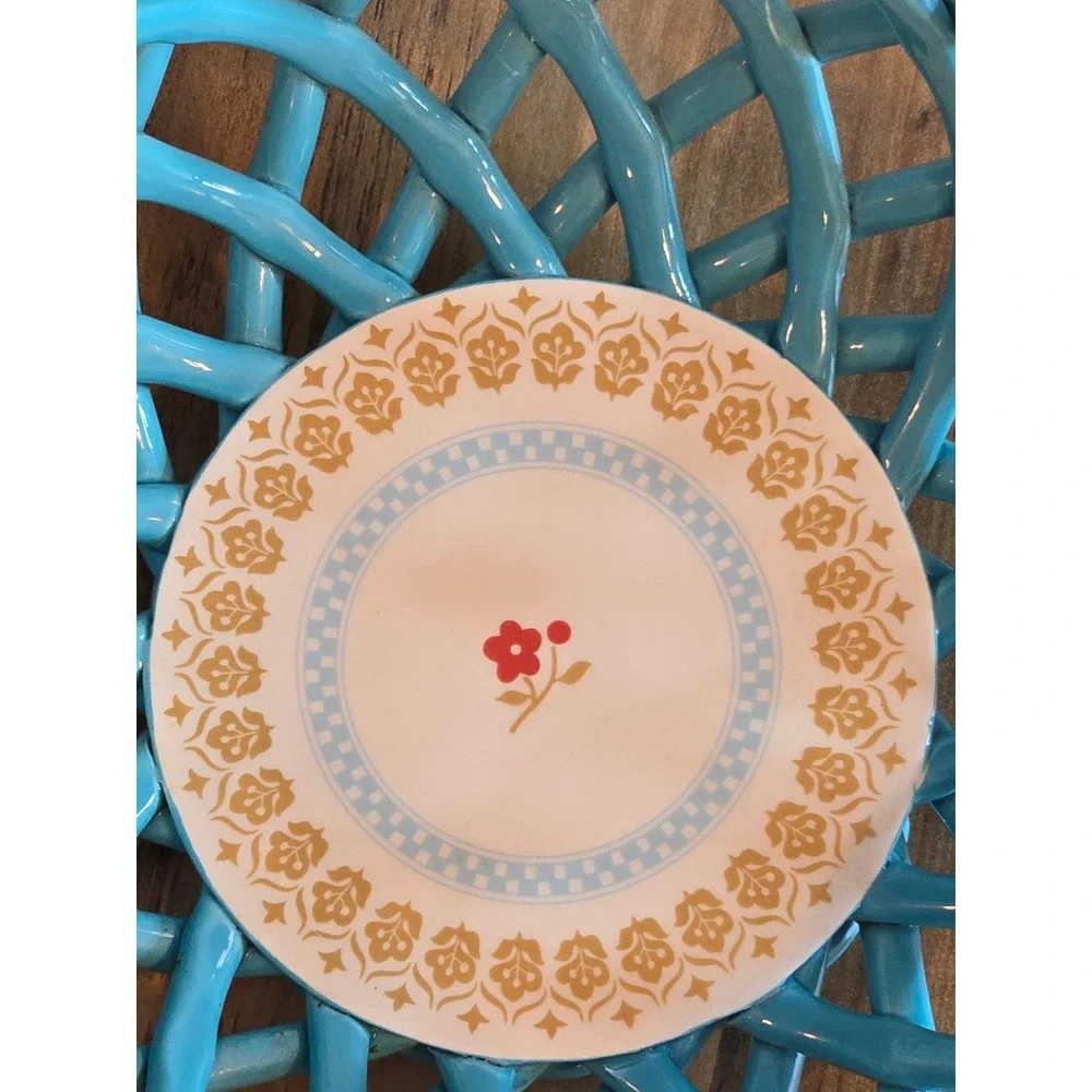 General Store by Gibson Hollydale Turquoise Ceramic Lattice Woven Fruit Bowl